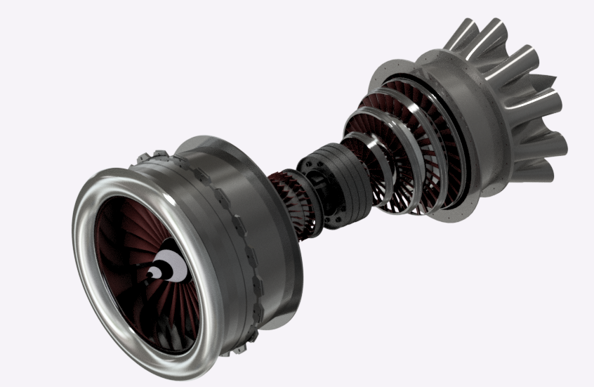 Turbo Fan Jet Engine涡轮风扇喷气发动机3D图纸 INVENTOR设计